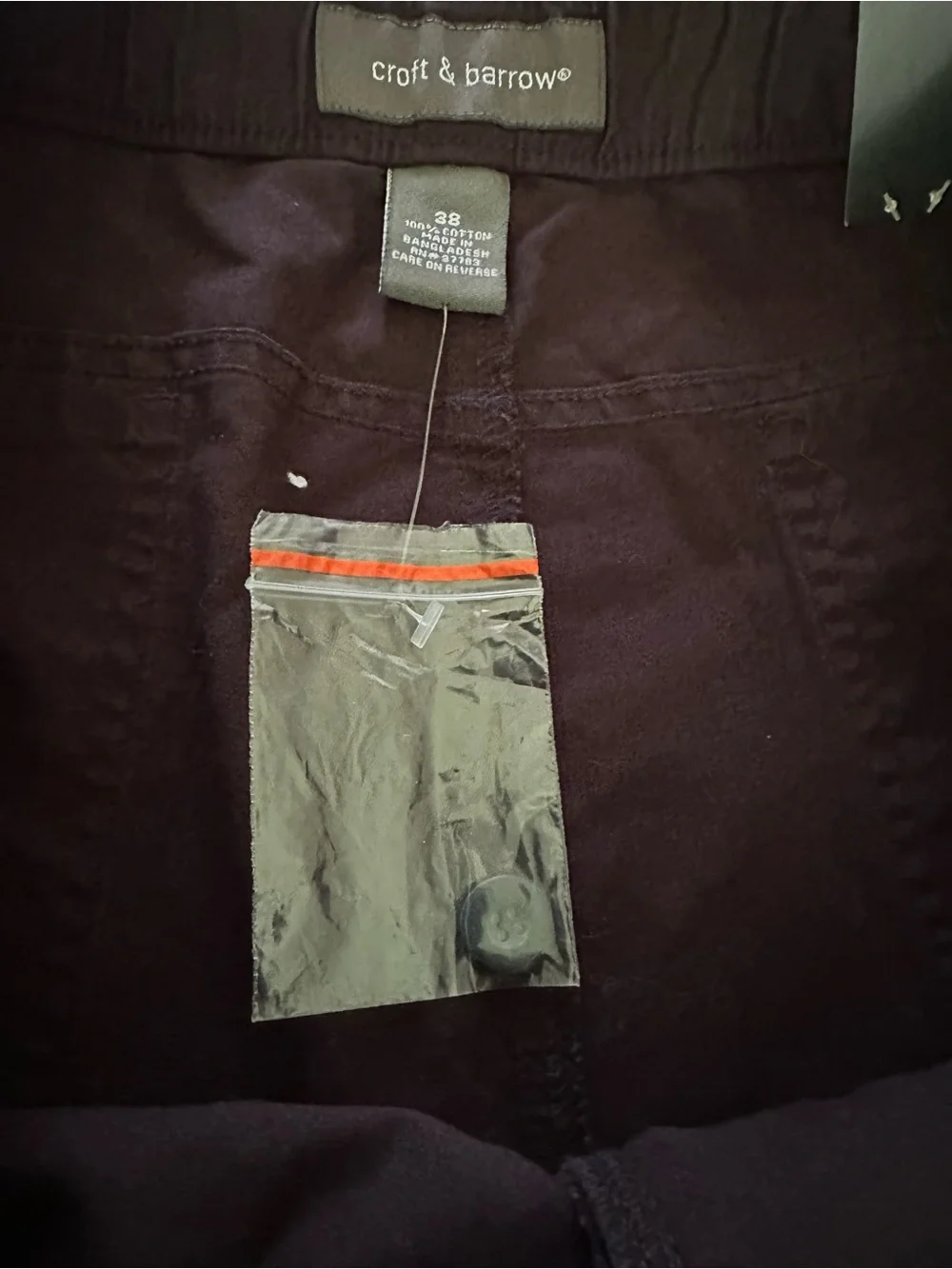 CROFT & BARROW size 38 Men's Dark Brown Flat-Front Cotton Shorts